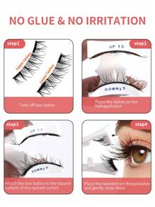 3 Pairs CC Curl Eyelashes Natural Look, Reusable Magnetic Eyelashes With Applicator, No Glue Needed Magnetic Eyelashes Magnetic Lashes Kit, Easy To Wear And Remove,Natural Looking, 3D Natural Spiky Manga Lashes Fluffy Wispy Soft Lashes Fake Eyelashes False Eyelashes Strip,Natural Soft Eyelash Criss Cross Wispy Fluffy Lashes,Naturally Slender, Curled And Enlarged Eyes,For Women To Use Travel, Party For Parties Travel School Daily Work Etc - 黑色 - 查看 8