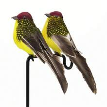 1 件栩栩如生的羽毛鸟人造花卉装饰，自然主题小鸟泡沫与真羽毛