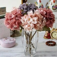 1/3/6 piezas Ramo de flores de hortensia estilo europeo realista, decoración de boda, relleno de jarrón, decoración del hogar para sala de estar, dormitorio, jardín exterior, fiesta, accesorios de fotografía