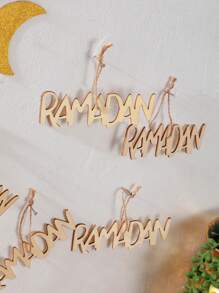 Ensemble de 5 décorations murales pour le Ramadan - Décoration de fête islamique, ornements en bois du Ramadan avec ficelle de jute, idéal pour les décorations de la maison et de la fête, Ramadan Kareem, Décoration de maison, Décoration de chambre, Décoration murale - Multicolore - Voir 4