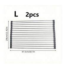 2pcsMultifunctional Kitchen Sink Dish Drainer Rack With DishDrying Mat, Foldable Stainless Steel Dish Drain Roll UpRack - Multicolor - View 10