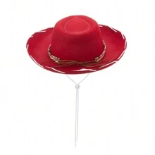 Adjustable Chin Strap Cowgirl Hats Western Hat For Women Girls Costume Theme Party - Red - View 9