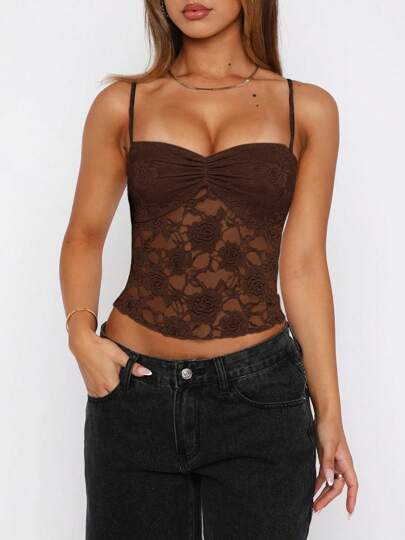 Lace Camisole Top Pink Black Red