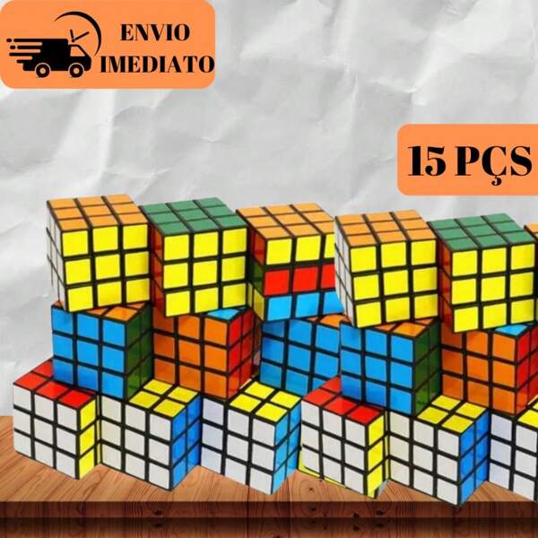 Kit 15 Cubo Mágico Pequeno 5 x 5 x 5 Cm Clássico De Exercitar a Mente Para Adultos e Crianças