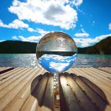 Crystal Ball With Wooden Stand 80mm K9 Photography Crystal Ball Clear Crystal Ball Clear Lens Ball Glass Ball For Meditation Divination Art Decoration - 80MM - View 3