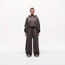Good for Nothing Wide Leg Vintage Track Sweatpants, Taupe - 灰褐色 - 查看 2