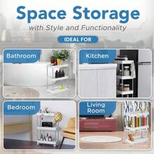Simple 4-Tier Shelving Unit, Landing Rack With Wheels, Fits Corners And Crevices To Save Storage Space - White - View 5