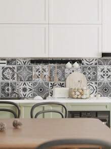 SUPSTICKER 1 Roll Moroccan Style Peel And Stick Wallpaper, Water/Oil Resistant, Heat Resistant, Removable Decal Sticker For Kitchen, Living Room, Bedroom, Bathroom Remodel Gifts Birthday Graduation Wall Paper Wall Stickers Room Decor Wall Decor Wall Sticker Kitchen Decor - Multicolor - View 7