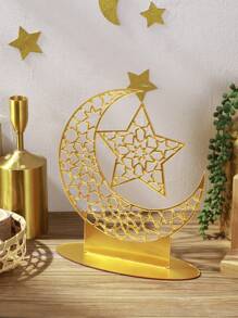 1 pièce Décoration de bureau en étoile acrylique dorée et croissant de lune - Hauteur 22,4 cm/8,8 pouces, Diamètre de la base 19,9 cm/7,8 pouces - Parfait pour la décoration d'intérieur, les festivals et les occasions spéciales - Cadeau idéal pour les passionnés d'astrologie et les cadeaux de design d'intérieur Anniversaire Remise des diplômes
