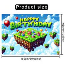 1pc Vibrant Pixel Art Floating Island Birthday Banner Backdrop Banner Backdrop Photography Wall Perfect For Living Room, Bedroom, Office, Birthday Anniversary, And Home Decor & Party Photo Backdrop For Outdoor Indoor - Apricot - View 4
