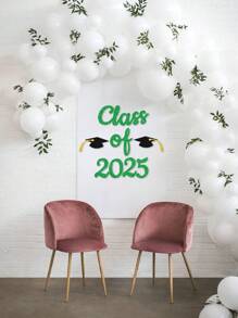 Ensemble de décalcomanies brillantes Classe de 2025 pour la décoration de la fête de remise des diplômes, sticker mural en papier doré et noir pour la fête de remise des diplômes
