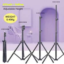 63 Inch Phone Selfie Stick Tripod, Expandable Phone Tripod Stand With Gimbal And Phone Clip - Quarter Screw Compatible With Android Phones And Cameras, Used For Real-Time Streaming And Video Recording - 黑色 - 查看 2