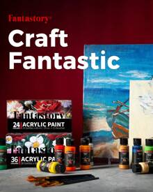 Fantastory Fantastory Set de Pintura Acrílica 24 x 60 ml, 12 Pinceles, Excelente Cobertura, Alta Solidez a la Luz, Pintura Acrílica Impermeable, para Lienzo, Madera, Cerámica, Maquetas, Artistas, Profesionales, Principiantes