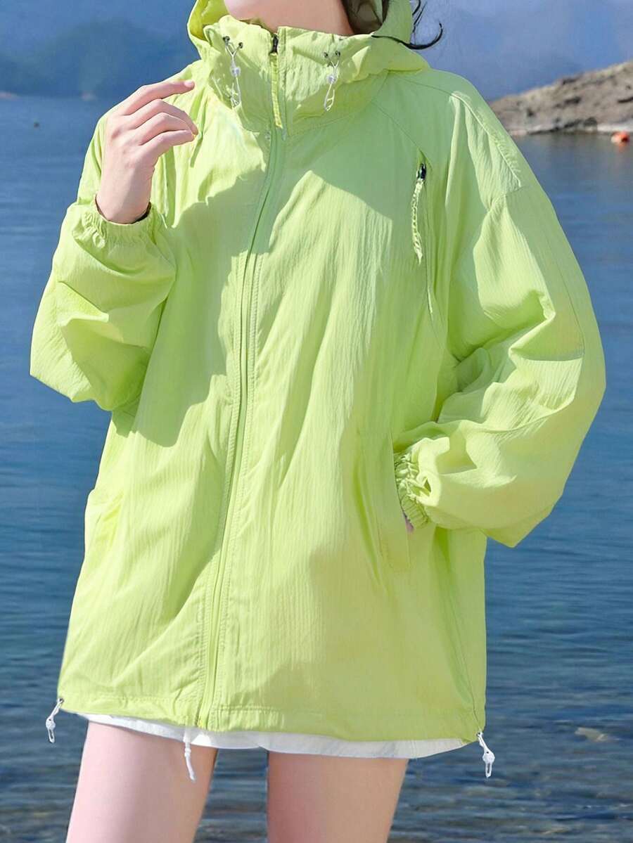 Lightweight Sun Protection Jacket For Women, Breathable & Loose Fit, Summer Couple Sunscreen Clothing - Lime Green - View 1