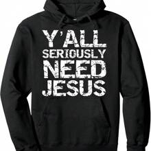 Funny Christian Quote Sarcastic Y'all Seriously Need Jesus Pullover Hoodie - màu đen - Xem 1
