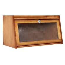 ZhdnBhnos Large Capacity Bread Box Kitchen Food Storage Box With Acrylic Window Home Wooden Bamboo Bread Box - Brown - View 7