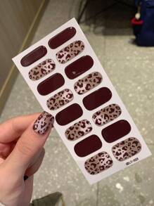 1pc Leopard Print Full Cover Nail Sticker, Waterproof Removable Nail Art Sticker, Women Nail Decals For Holiday, Party, Birthday Gift