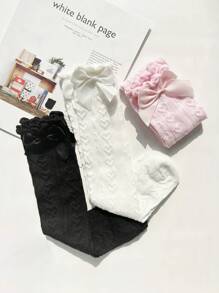 3 Pairs Butterfly Knee-High Socks Without Heel For Girls, Lolita Style Versatile For All Ages - Multicolor - View 7