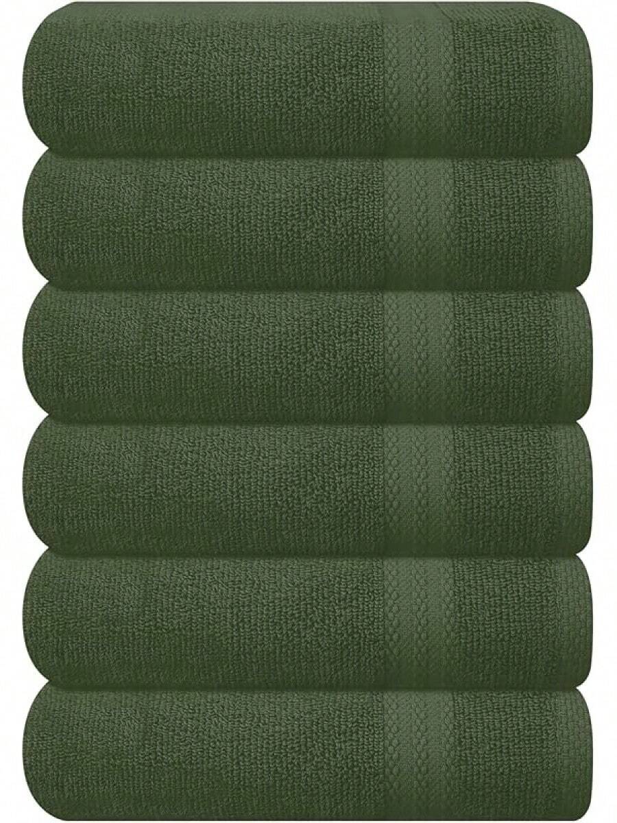 Ultra Soft 8-Piece Towel Set -% Ring Spun Cotton, 2 Oversized Bath Towels 27x54, 2 Hand Towels 16x28, 4 Wash Cloths 13x13 - Daily Use, Hotel & Spa - Olive Green, Luxury Towel Set - 橄欖綠 - 查看 1