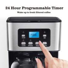 Filter Coffee Machine With Programmable 24hr Timer, Keep Warm & Fast Brewing, Reusable Filter, Anti-Drip & Self Clean Function, 1.5L - Darcy - 英規插(220-240V) - 查看 2