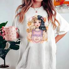 Y2k Top Melanie Martinez Graphic T Shirts Women Clothes Short Sleeve Clothing Oversized T Shirt Melanie Martinez Streetwear Tops - 白色 - 查看 1
