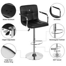 Bar Stools Set Of 2, PU Leather Breakfast Bar Stools, Swivel Height Adjustable Bar Chairs With Backrest And Footrest For Breakfast Bar Counter Kitchen Restaurant - Black - View 8