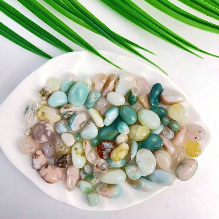 30G 50G 100G/包天然抛光水晶绿花玛瑙碎石樱花玛瑙碎片水晶工艺品鱼缸摆件家居装饰 - Green flower agate - 查看 1