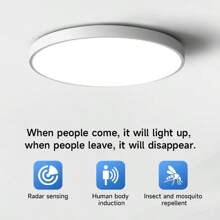 CANMEIJIA 20W/30W LED吸顶灯带运动传感器，防水雷达感应吸顶灯，适用于家庭照明，适用于阳台、室外走廊、浴室、卧室、楼梯、厨房、入口、门厅、庭院 - 白色外框 - 查看 10