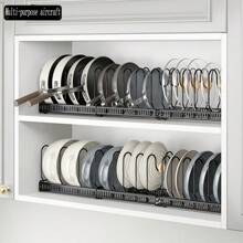 Expandable Kitchen Organizer - Multi-Layer Dish Rack With Utensil Holder, Metal Countertop Storage For Pots, Pans, Lids & Cutting Boards - Noir - Voir 3