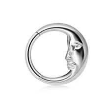 SENLANSP 1-3 pièces Anneau de septum, anneau de nez, anneau de lèvre, spirale d'hélix d'oreille, bijoux de piercing corporel de style européen en acier inoxydable 8/10mm avec design de lune et d'homme âgé, convient comme cadeau de vacances - boucles d'oreilles - Voir 15