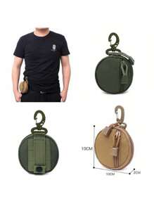 1pc Simple Style Oxford Coin Purse, Portable Round Keychain Pouch With Carabiner Clip For Men And Women, Mini Purse - Perfect Gift For Travelers & Hikers Spring School Supplies