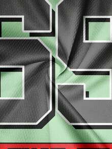 Men's V-Neck Numeric Print Casual Breathable Short Sleeve T-Shirt - Green - View 5