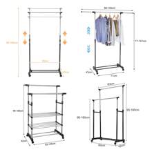 Clothes Rail Adjustable Garment Rack Telescopic Coat Rack Hanging Rail Clothes Stand With Shoe Shelf And Casters Clothing Rack For Small Place Organiser Shelf Bedroom Clothing Rack - Double Rail - Adjustable Length - View 6
