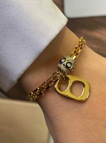 1 pièce Stylever Bracelet à pendentif œil de diable, bracelet perlé, chaîne en acier inoxydable pour les femmes et les filles