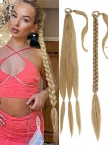 1 件长辫子马尾接发带头带直发接发马尾自然柔软合成假发女士日常佩戴 22 英寸 30 英寸 40 英寸日常颜色