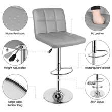 Bar Stools Set Of 2, PU Leather Breakfast Bar Stools, Swivel Height Adjustable Bar Chairs With Backrest And Footrest For Breakfast Bar Counter Kitchen Restaurant - Grey - View 8