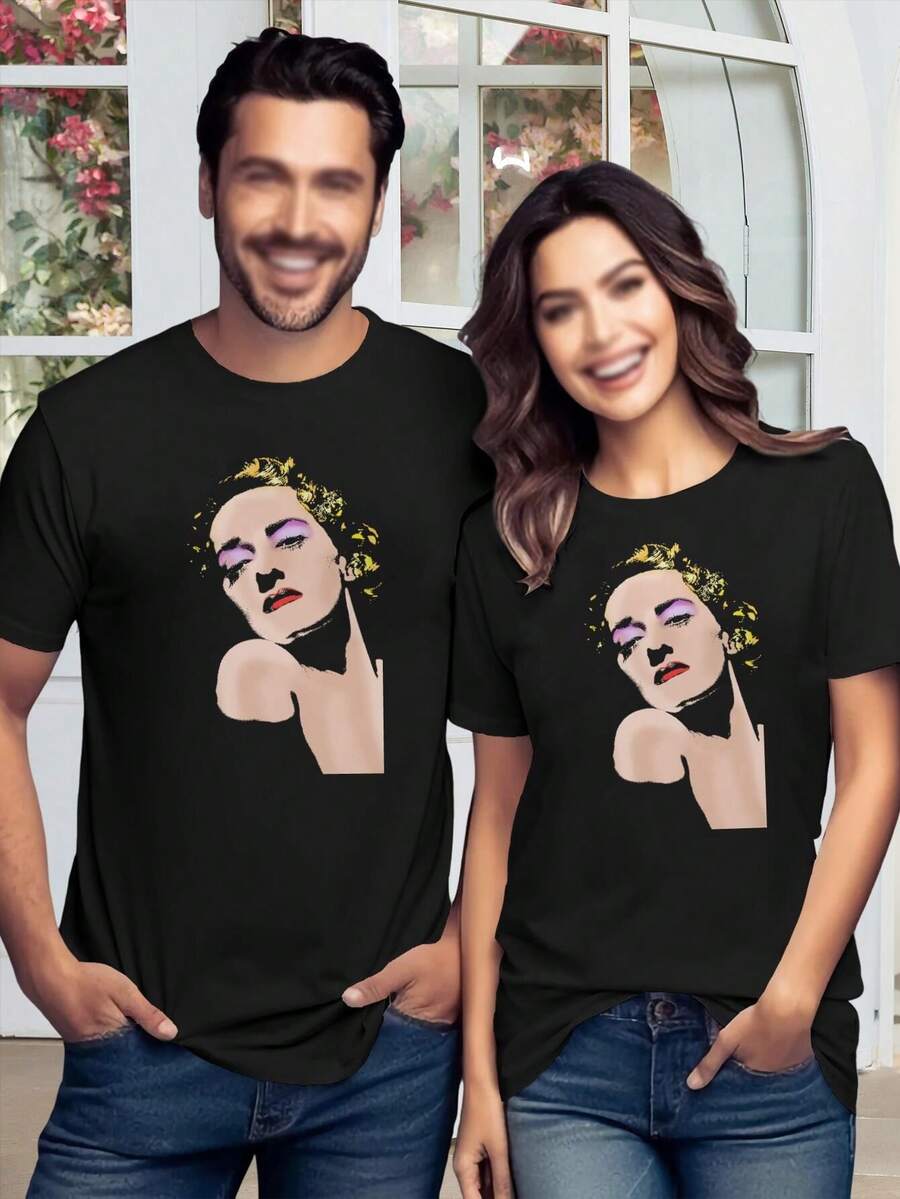 Valentine's Day Bette Davis Pop Art T-Shirt for Women - Funny Cute Graphic Tee - Negro - Ver 1