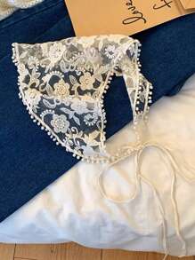 1 件白色花卉蕾丝钩针编织女式头带，复古风格三角形发巾头巾，适合旅行和拍照，发饰，头巾头带，发带秋冬发带，适合度假装女士