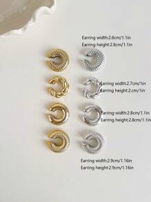 Set de 8 Clips de oreja en forma de C dorados de moda, minimalistas y casuales para uso diario