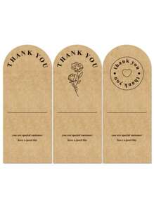 50 张牛皮纸感谢贴纸棕色花卉图案感谢贴纸活动商品包装包装标签在线零售 - 彩色 - 查看 5