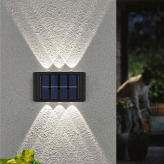 2 piezas Luces LED solares Shenzhi Tech, lámpara de pared impermeable para exteriores con control de encendido y apagado para jardín, calle, balcón y decoración