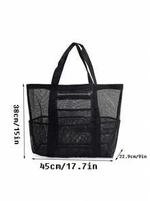 1pc Mesh Beach Bag, Bathroom Bag, Toy Storage Bag, Large Capacity Hollow Mesh Bag, Travel Toiletry Bag - Multicolor - View 2
