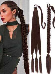 1 件长辫子马尾接发带头带直发接发马尾自然柔软合成假发女士日常佩戴 22 英寸 30 英寸 40 英寸日常颜色