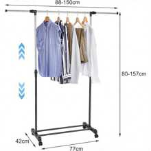 Hanging Rails For Clothes Adjustable Clothes Rail With Wheels (88-150) X 42 X (80-157) Cm Small Clothing Rails Tidy Clothes Rack Narrow Garment Coat Rack Stand Metal For Bedroom BlackHanger Stackers Back To School Travel Essentials Room Decor,Home Decor,Bedroom Decor Storage Organization And Storage Puppy Keep Dress Shorts Phone Case Bikini Summer Dresses For Women Skirt Summer Dress Dresses Nails Jeans Tops White Dress Dresses For Women - Black - View 7