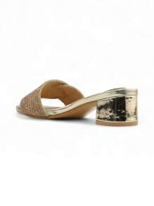 Elegant Sandals With Sparkling Fabric And A Bow Detail Stylish Sandals Summer Sandals For Women - Gold - View 5