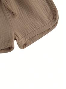 Toddler Baby Boy Clothes Set Pattern Printing Two-Pieces Shorts Set Infant Boys O-Neck Short Sleeve T-Shirt Tops + High Waist Shorts Set Summer Outfit - Màu Khaki - Xem 5