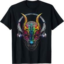Skull Art Drawing Graphic Headphone Motif Skull T-Shirt