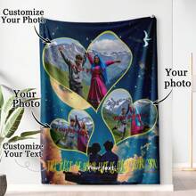 定制爱情背景图片和文字毯子，情人节装饰挂毯，个性化的理想礼物，适合他/她、男朋友、女朋友、爸爸、妈妈、家人、朋友、宠物，适合周年纪念日、情人节、母亲节、生日、儿童节、父亲节、毕业典礼、婚礼、圣诞节、沙发、床、汽车、卧室、客厅、办公室、户外露营、海滩、家庭墙壁装饰