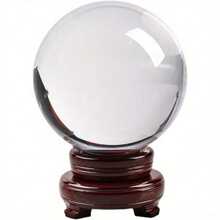 Crystal Ball With Wooden Stand 80mm K9 Photography Crystal Ball Clear Crystal Ball Clear Lens Ball Glass Ball For Meditation Divination Art Decoration - 80MM - View 1