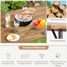 6-Person Outdoor Picnic Table & Bench Set Garden Wood Dining Table - Black - View 6